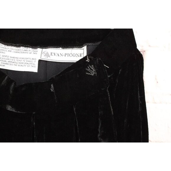 Evan-Picone Womens Black Velvet Side Hook Pleated Fully Lined Maxi Skirt - Picture 8 of 9